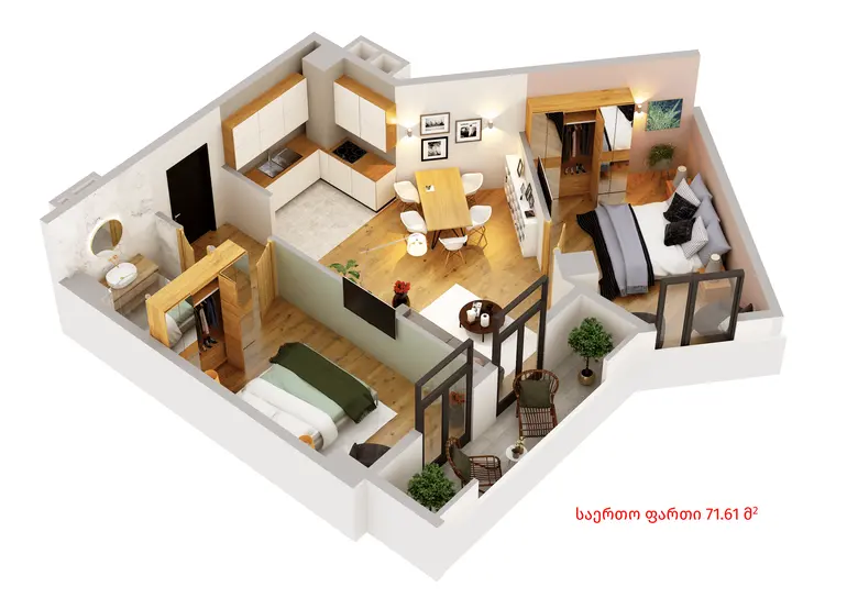 3 room apartment for sale in didi digomi