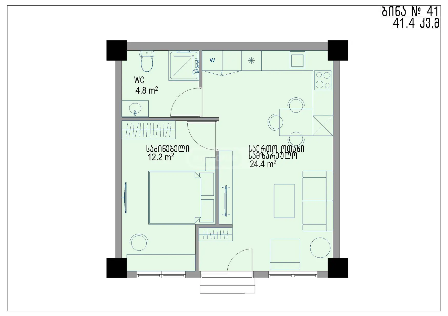 იყიდება 2 ოთახიანი ბინა დიდ დიღომში