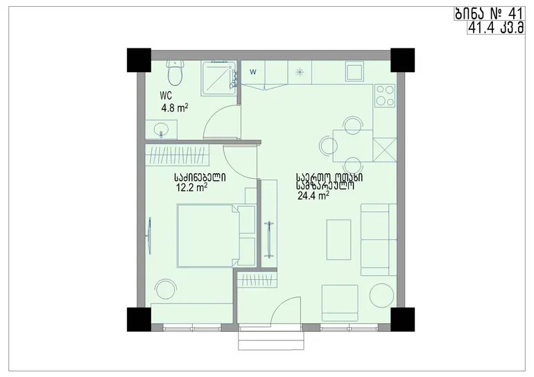 იყიდება 2 ოთახიანი ბინა დიდ დიღომში