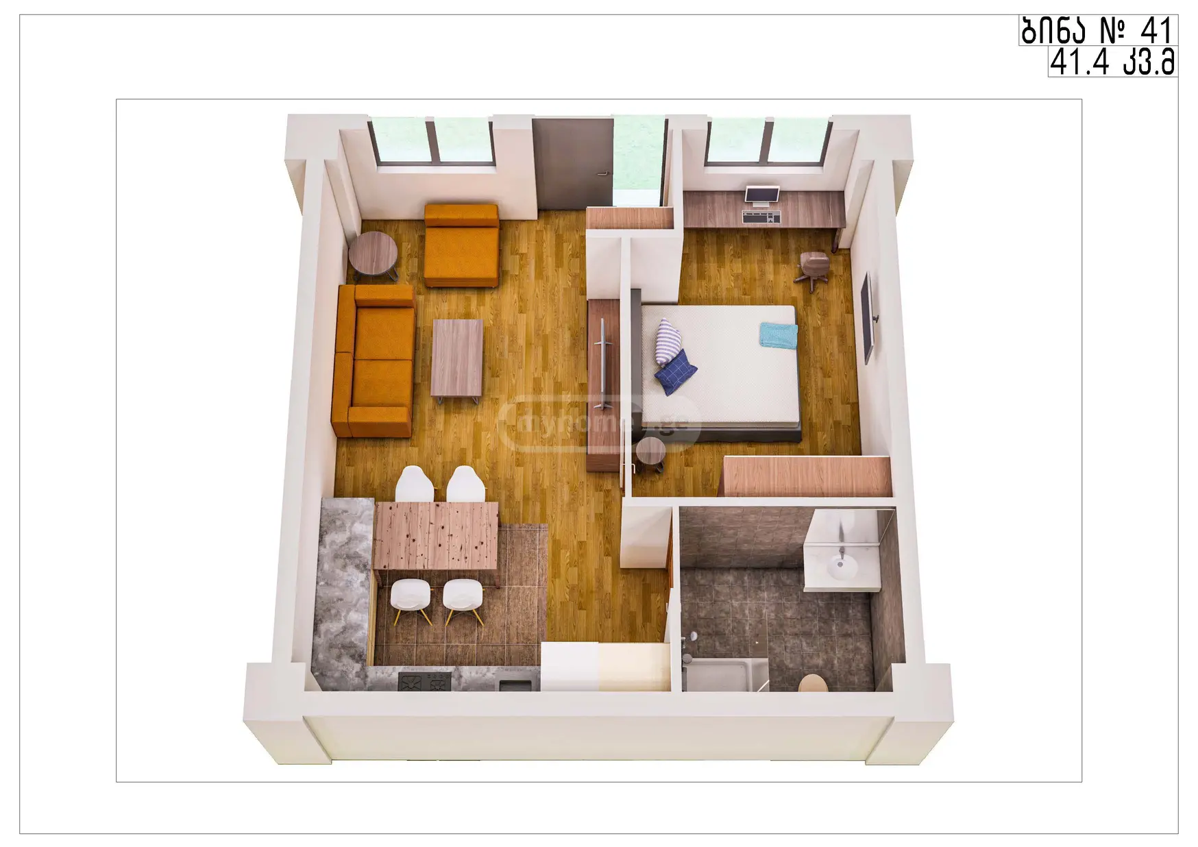 იყიდება 2 ოთახიანი ბინა დიდ დიღომში