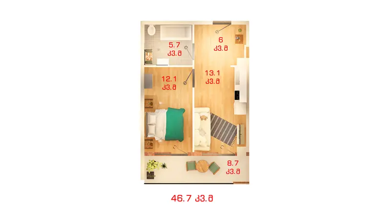 2 room apartment for sale in nutsubidze plateau