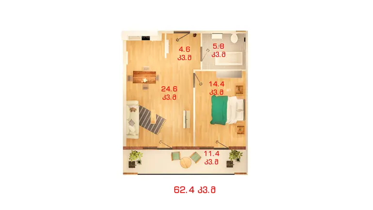 2 room apartment for sale in nutsubidze plateau