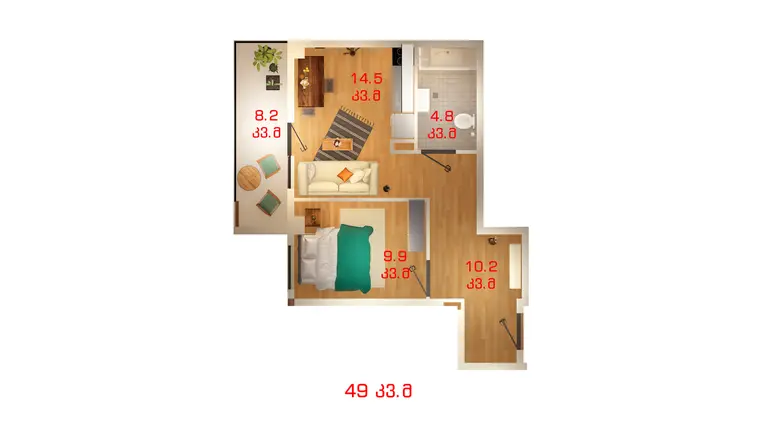 2 room apartment for sale in nutsubidze plateau