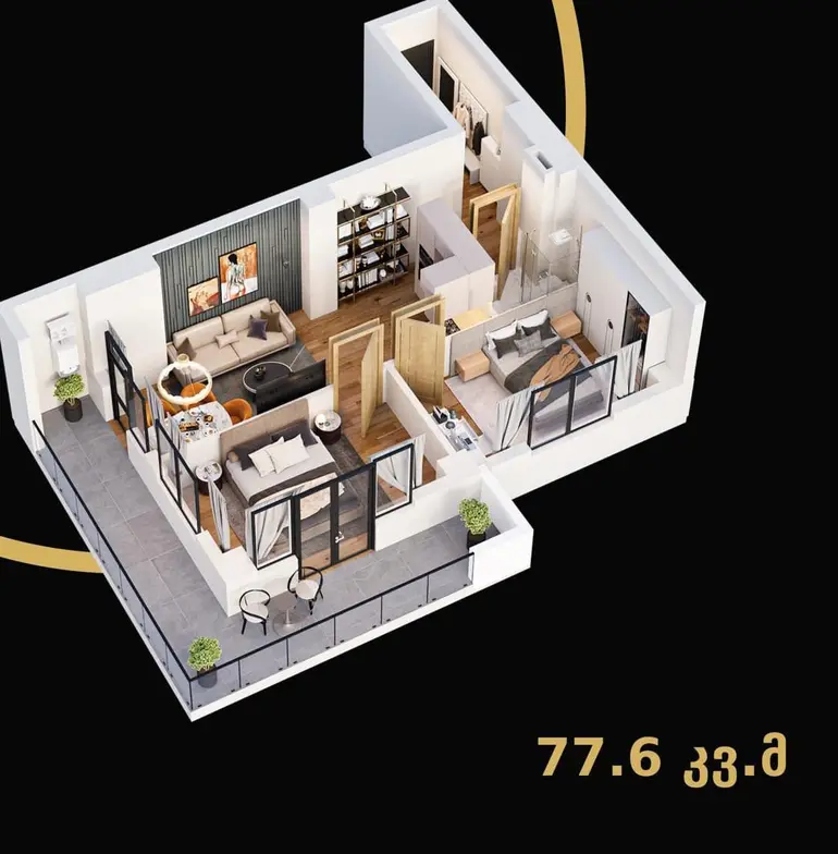 3 room apartment for sale in didube