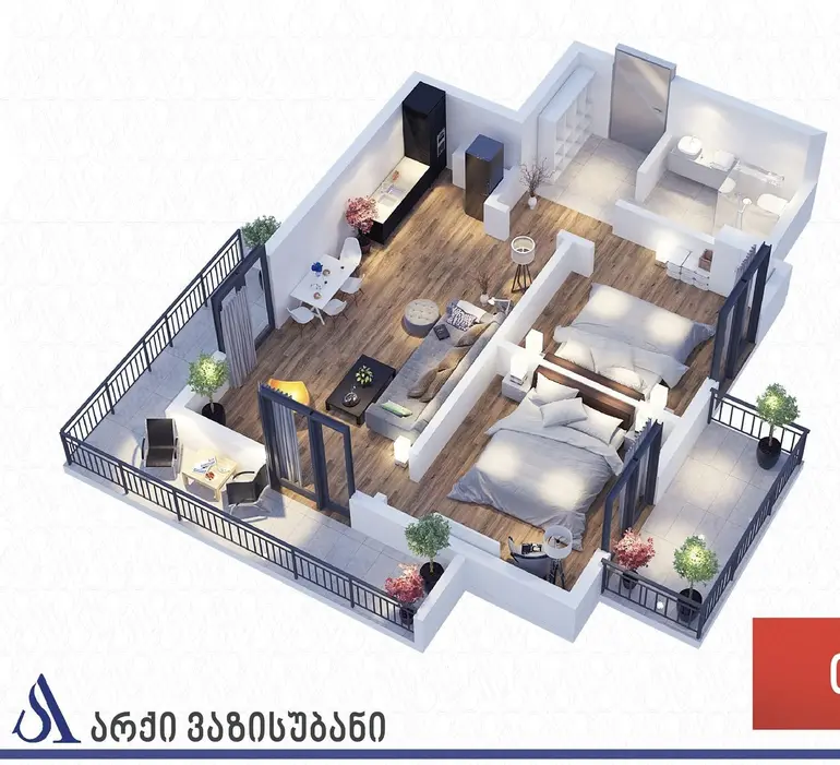 3 room apartment for sale in vazisubani